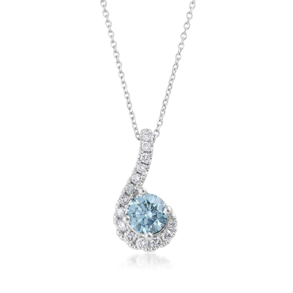 Sirena 1 ct. tw. Lab-Grown Treated Blue & White Diamond Half Halo Pendant in 14K White Gold