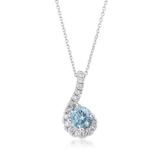 Sirena 1 ct. tw. Lab-Grown Treated Blue & White Diamond Half Halo Pendant in 14K White Gold