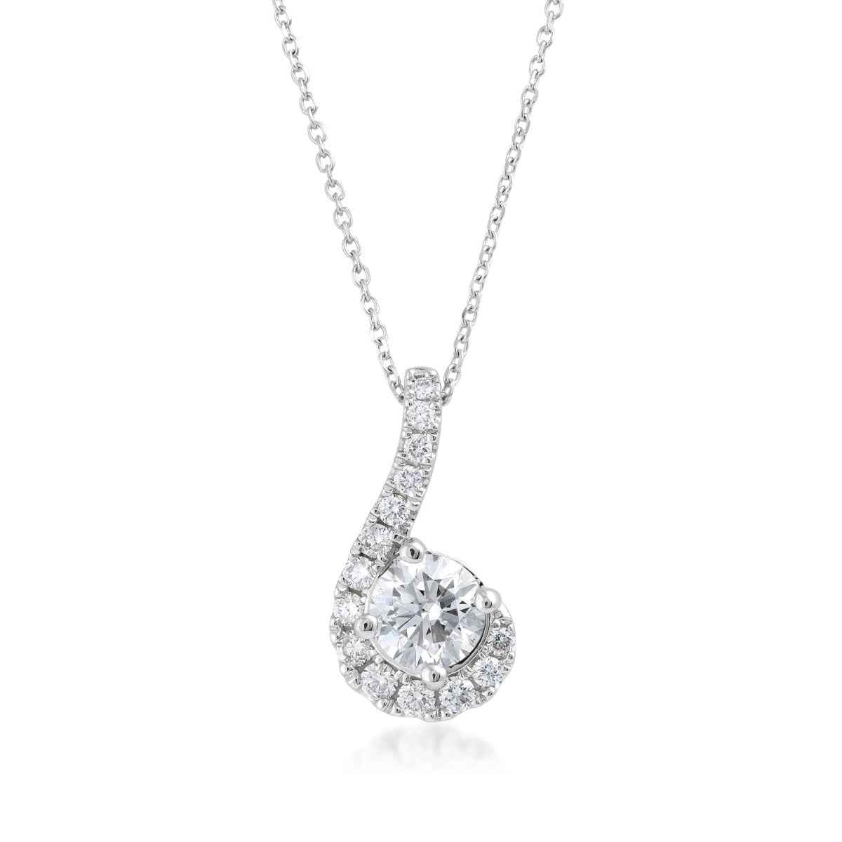 Sirena 1 ct. tw. Diamond Half Halo Pendant in 14K White Gold