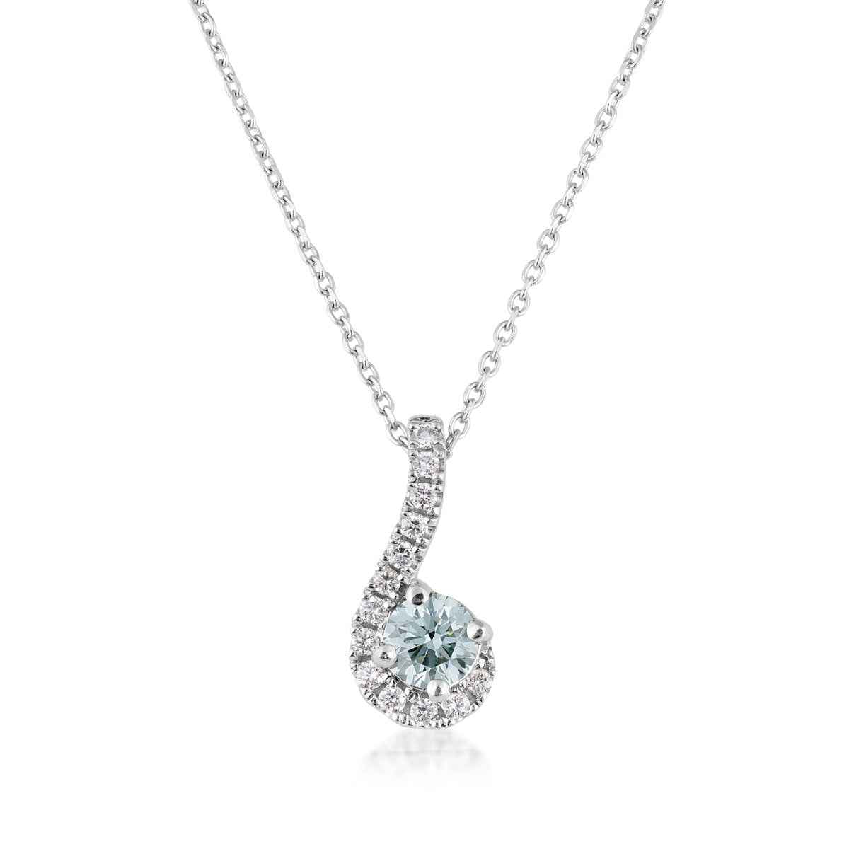 Sirena 1/3 ct. tw. Lab-Grown Treated Blue & White Diamond Half Halo Pendant in 14K White Gold