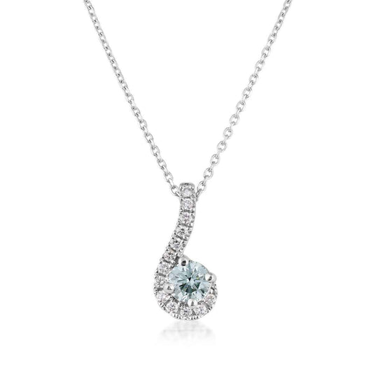 Sirena 1/3 ct. tw. Lab-Grown Treated Blue & White Diamond Half Halo Pendant in 14K White Gold