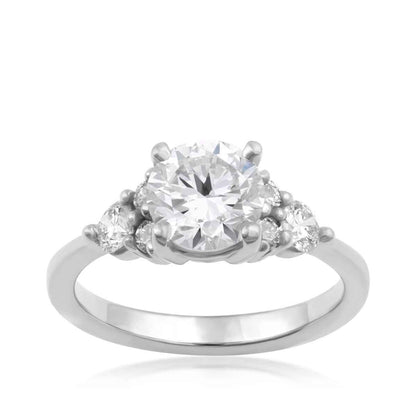 USA Collection 2 ct. tw. Round Diamond Trio Side Stone Engagement Ring in 14K White Gold