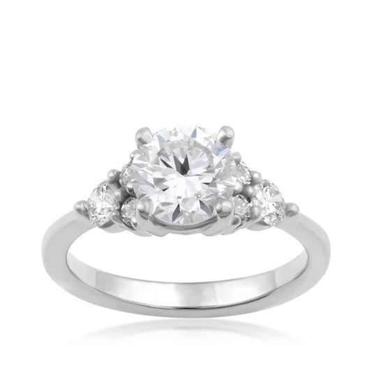 USA Collection 2 ct. tw. Round Diamond Trio Side Stone Engagement Ring in 14K White Gold