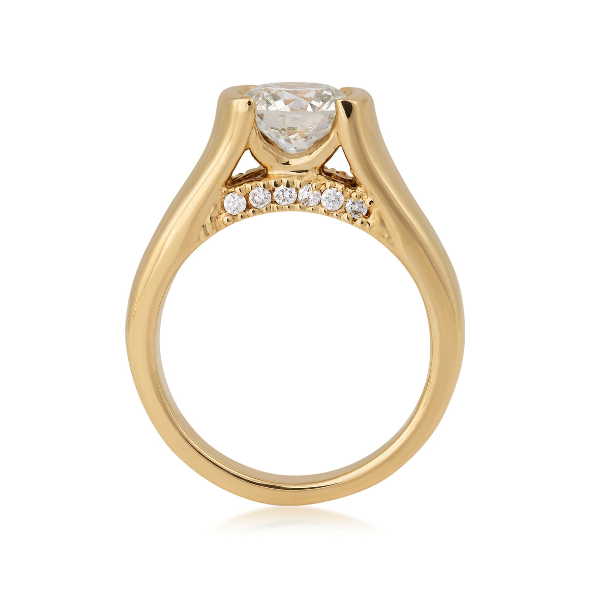 USA cathedral yellow gold ring