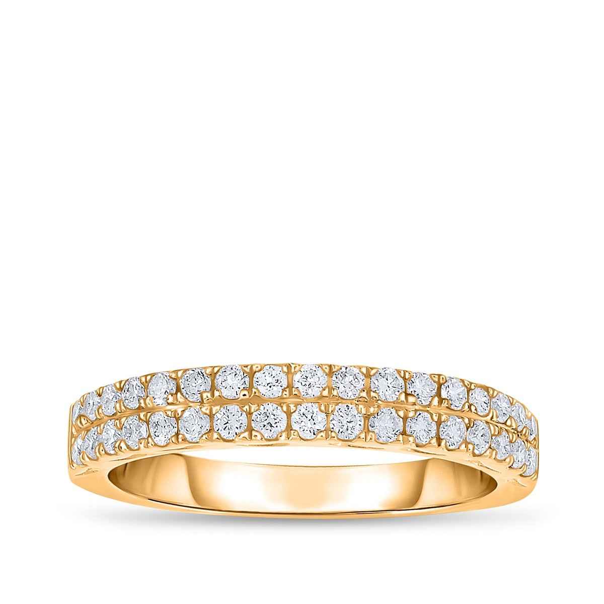 1/2 ct. tw. Diamond Double Row Anniversary Ring in 10K Yellow Gold