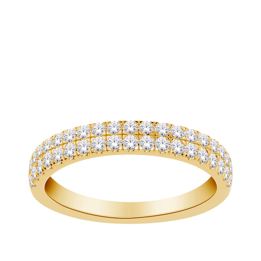 1/2 ct. tw. double row diamond yellow gold anniversary ring.