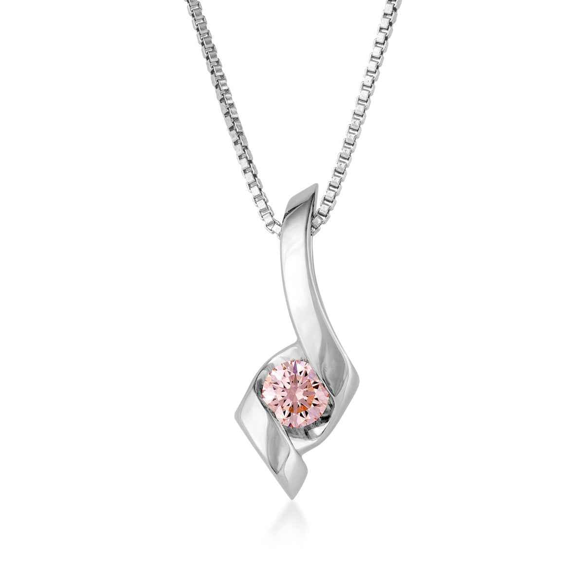 Sirena 1/4 ct. tw. Pink Lab-Grown Round Diamond Swirl Pendant in Sterling Silver