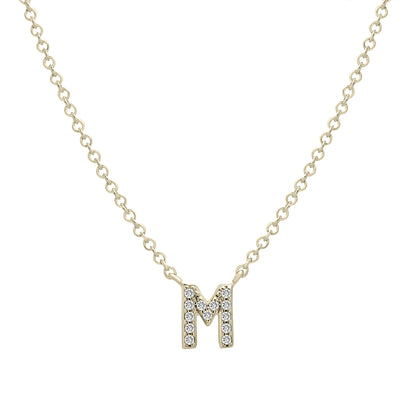 10k yellow gold initial m necklace with 1/20 ct. tw. diamond accents