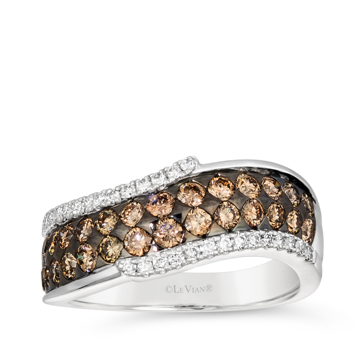 14k vanilla gold le vian irregular ring with 1-1/4 ct. tw. chocolate and nude diamonds