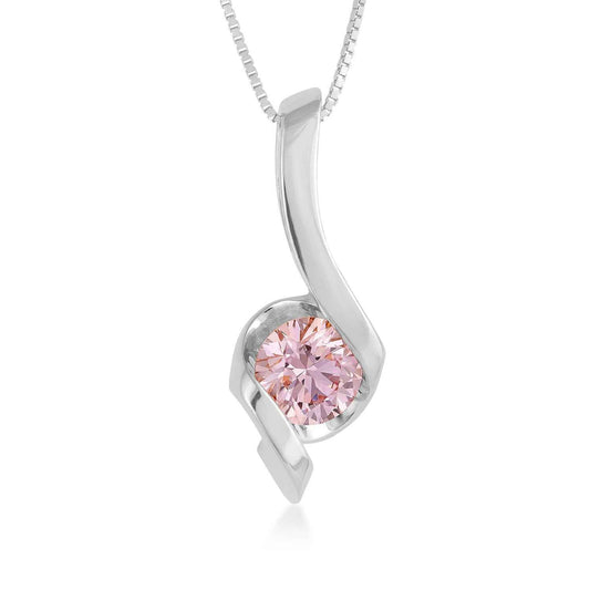Sirena 1 ct. tw. Lab-Grown Round Pink Diamond Swirl Pendant in 10K White Gold