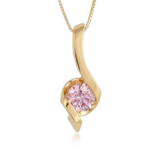 Sirena 1 ct. tw. Lab-Grown Round Pink Diamond Swirl Pendant in 10K Yellow Gold