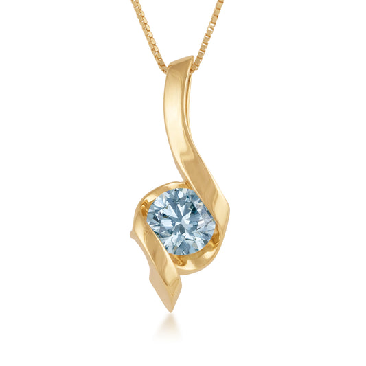 yellow gold blue diamond Sirena swirl pendant