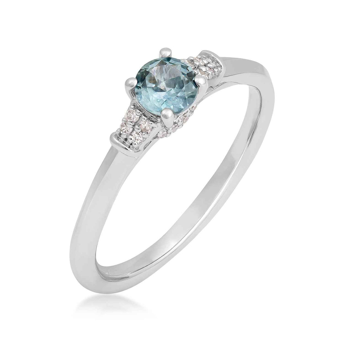 American Colors Round Montana Sapphire & Diamond Accent Ring in 10K White Gold