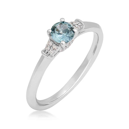 American Colors Round Montana Sapphire & Diamond Accent Ring in 10K White Gold