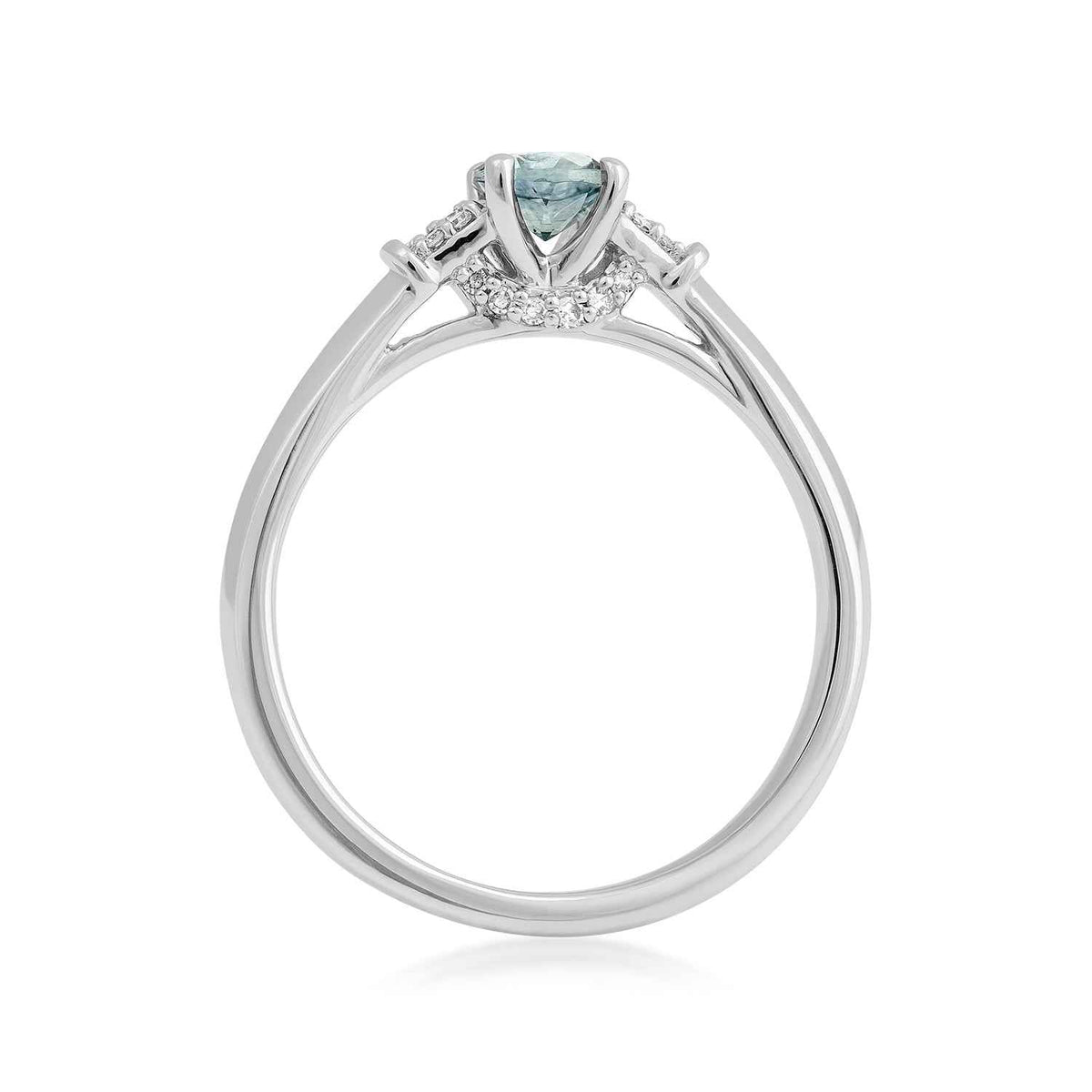 American Colors Round Montana Sapphire & Diamond Accent Ring in 10K White Gold