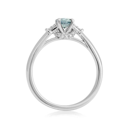 American Colors Round Montana Sapphire & Diamond Accent Ring in 10K White Gold
