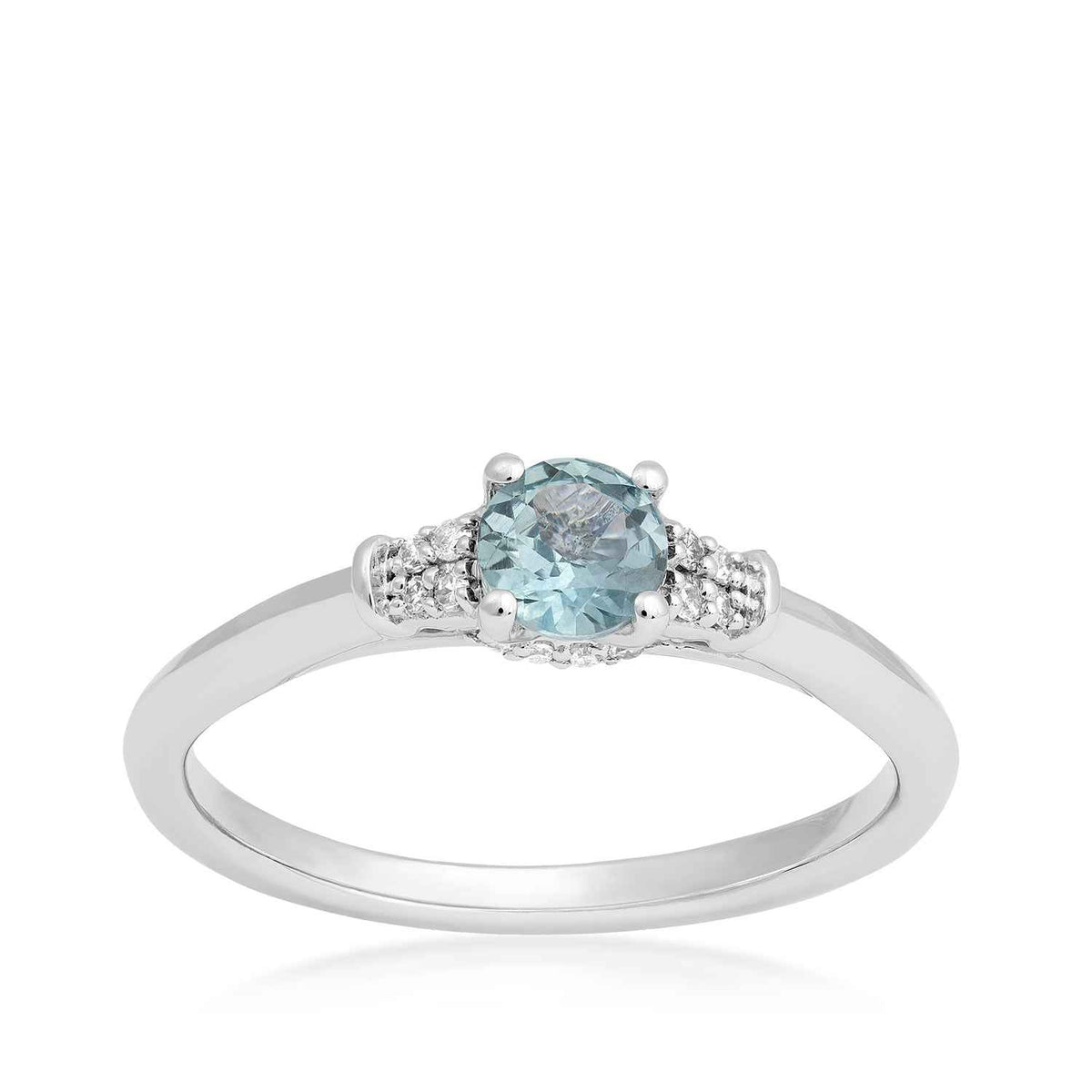 American Colors Round Montana Sapphire & Diamond Accent Ring in 10K White Gold