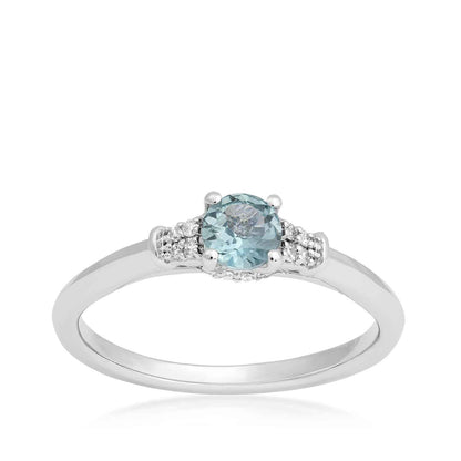 American Colors Round Montana Sapphire & Diamond Accent Ring in 10K White Gold