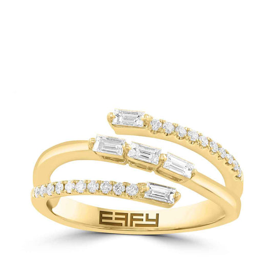 Effy 3/8 ct. tw. Baguette & Round Diamond Wrap Ring in 14K Yellow Gold