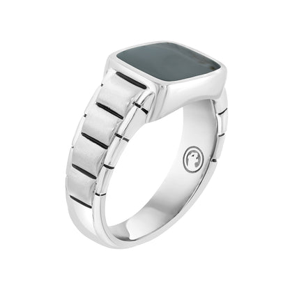 Effy Men's Rectangle Black Onyx Ribbed Ring in Sterling Silver