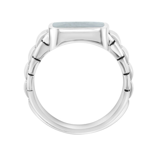 Effy Men's Rectangle Black Onyx Ribbed Ring in Sterling Silver