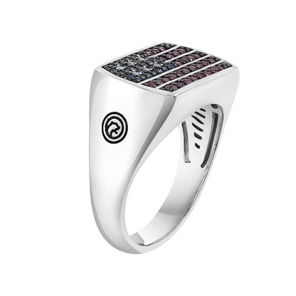 ruby sapphire diamond american flag ring