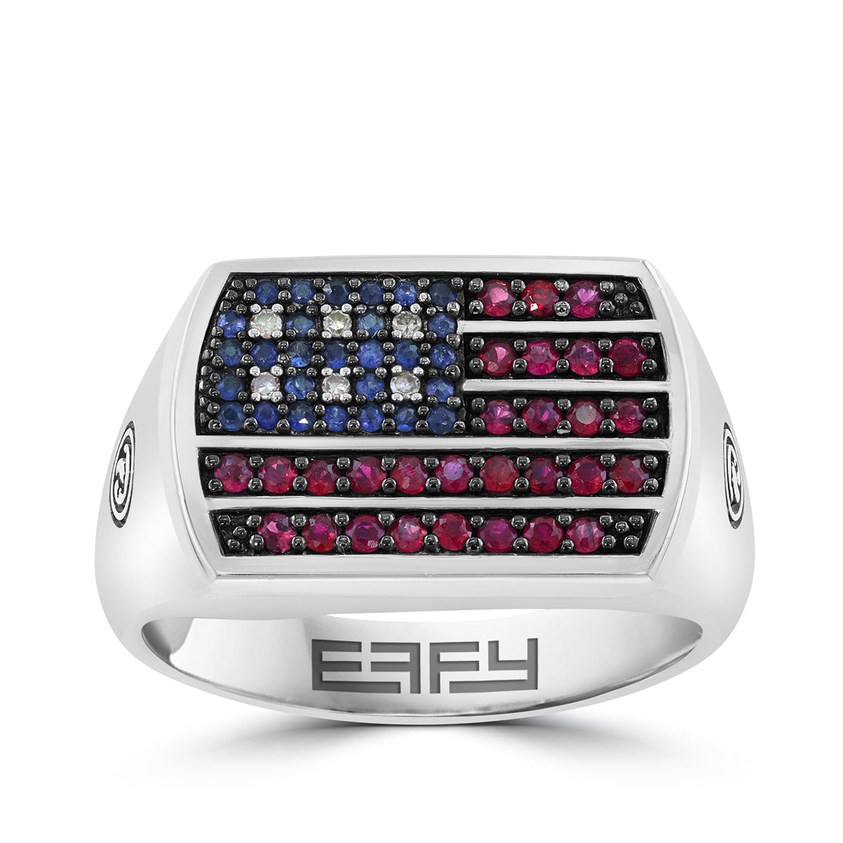 ruby sapphire diamond american flag ring