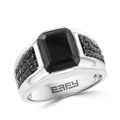 sterling silver emerald cut onyx and spinel men's effy ring