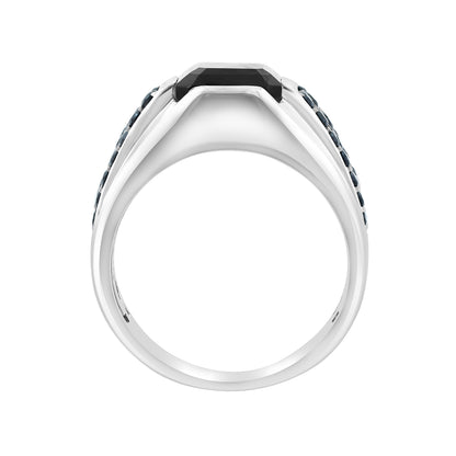sterling silver emerald cut onyx and spinel men's effy ring