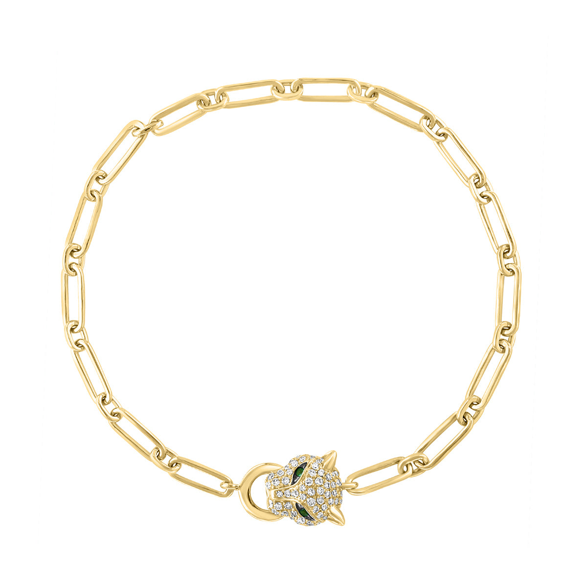 panther link bracelet diamond and tsavorite effy yelloww gold