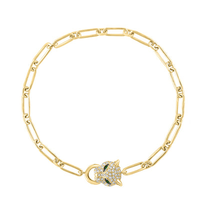 panther link bracelet diamond and tsavorite effy yelloww gold