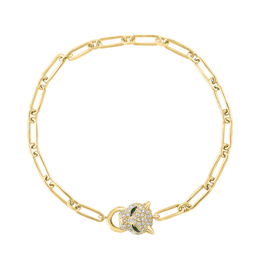 panther link bracelet diamond and tsavorite effy yelloww gold