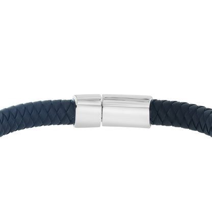 sterling silver lapis lazuli black leather men's EFFY bracelet