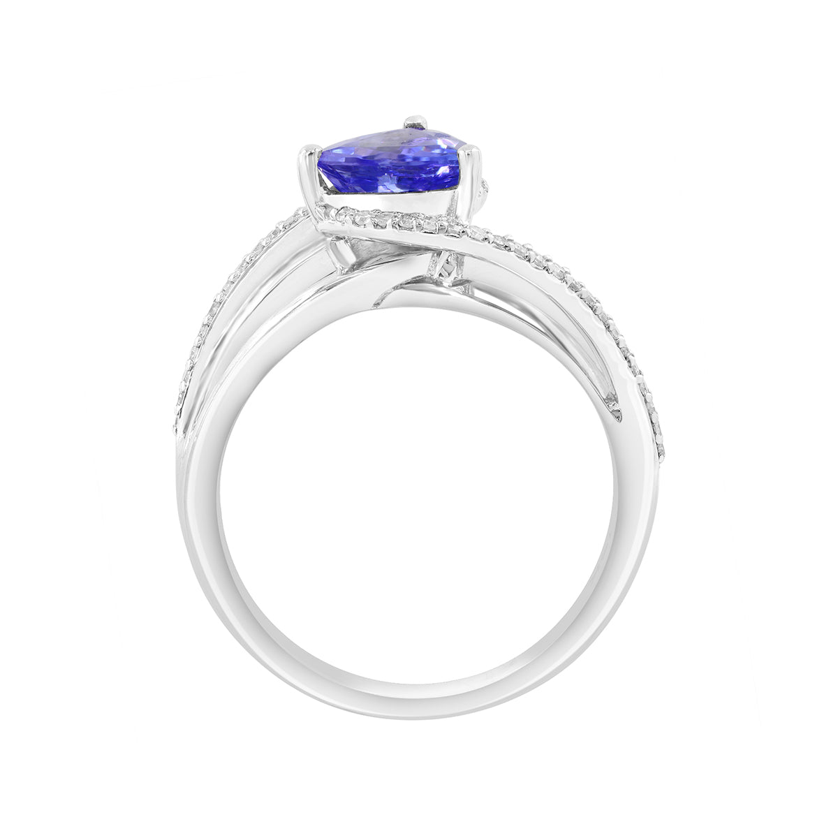 14K white gold trillion tanzanite 3/8 ct. baguette and round diamond Effy ring