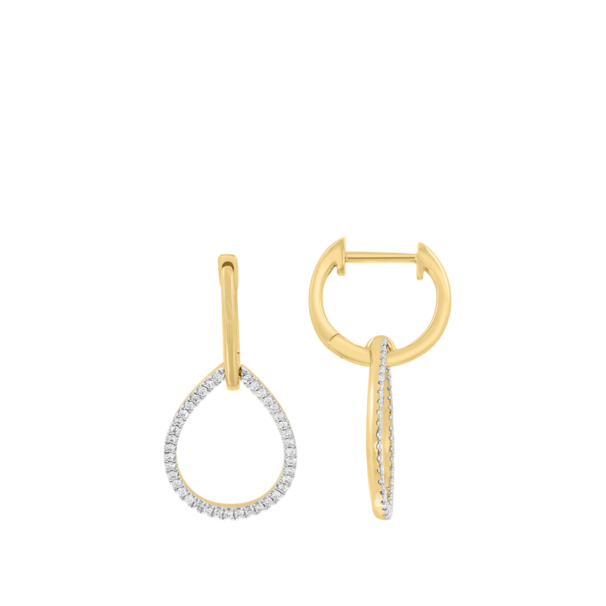 14K yellow gold open teardrop 1/4 ct. tw. diamond EFFY drop earrings