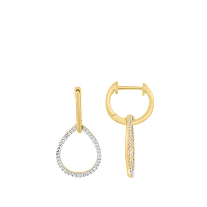 14K yellow gold open teardrop 1/4 ct. tw. diamond EFFY drop earrings