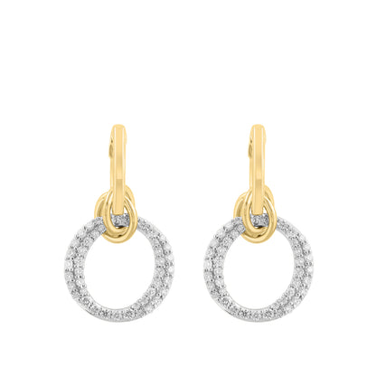14K yellow and white gold circle knot 7/8 ct. tw. diamond EFFY drop earrings