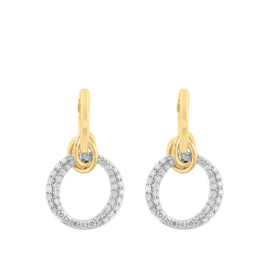 14K yellow and white gold circle knot 7/8 ct. tw. diamond EFFY drop earrings