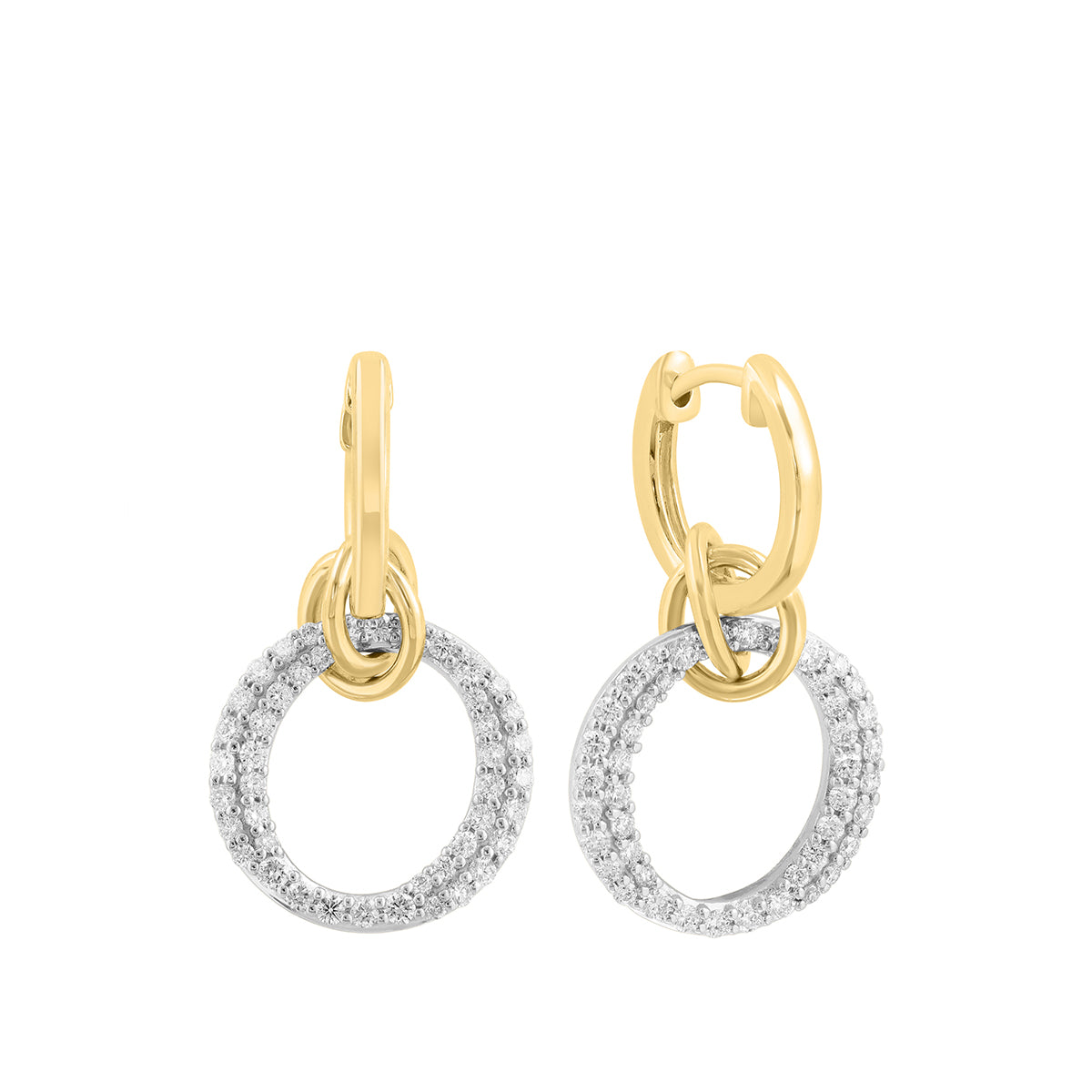 14K yellow and white gold circle knot 7/8 ct. tw. diamond EFFY drop earrings