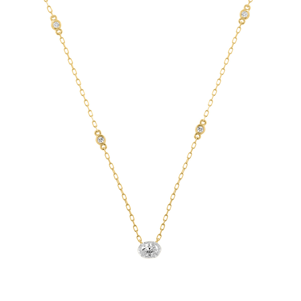 oval and round diamond effy station necklace