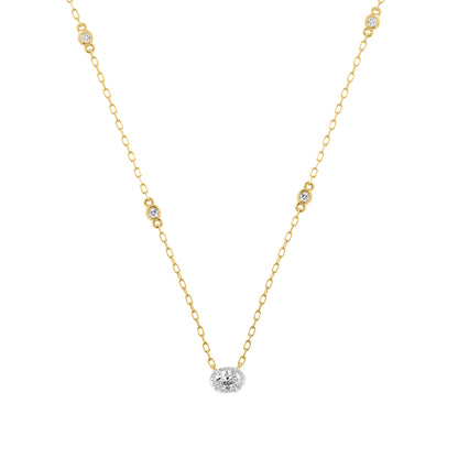 oval and round diamond effy station necklace