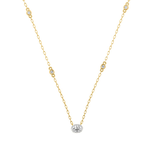 oval and round diamond effy station necklace