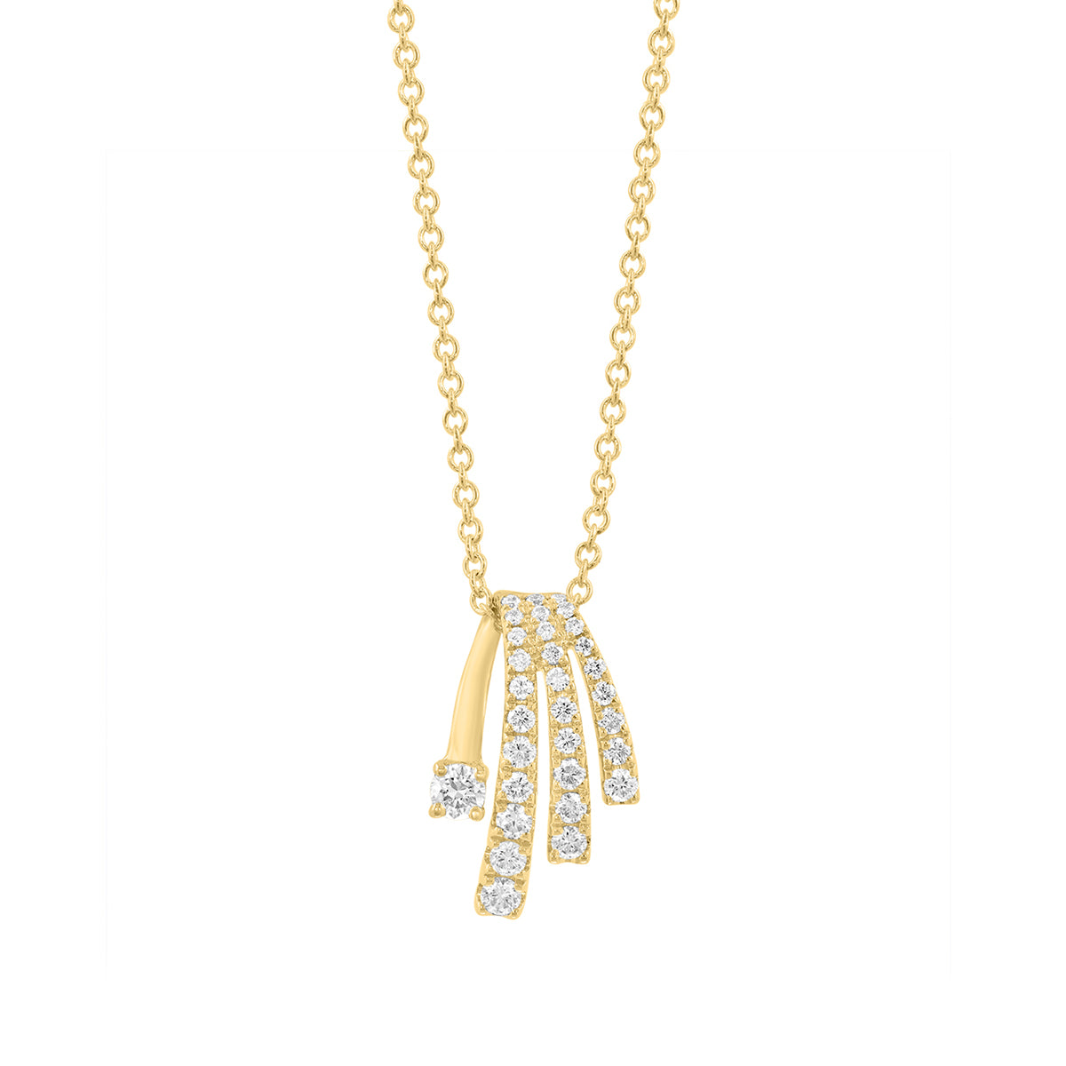 14K yellow gold multi-row curved 1/4 ct. tw. diamond EFFY pendant