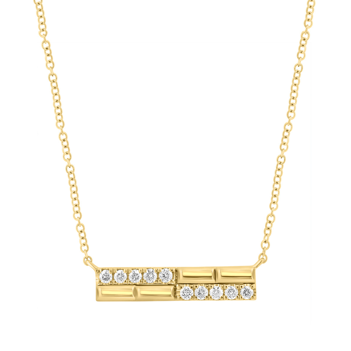 14K yellow gold block bar 1/5 ct. tw. diamond EFFY necklace