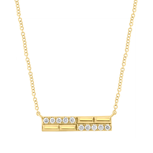 14K yellow gold block bar 1/5 ct. tw. diamond EFFY necklace