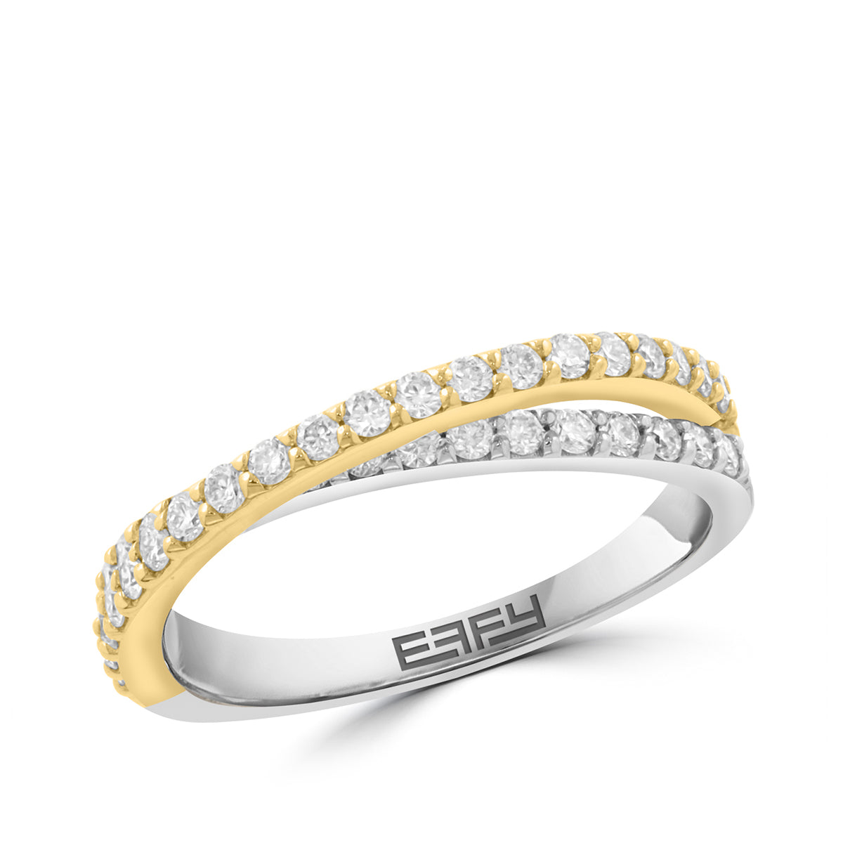 two tone gold 1/2 ct. diamond Effy crossover ring alt