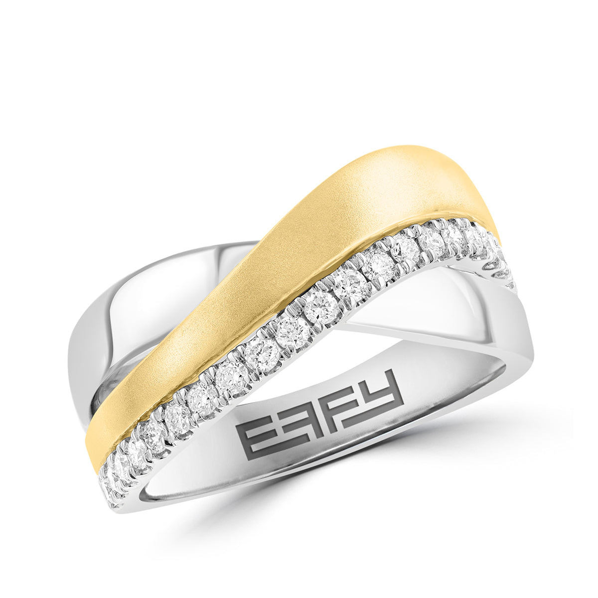 two tone gold 1/4 ct. diamond Effy crossover ring