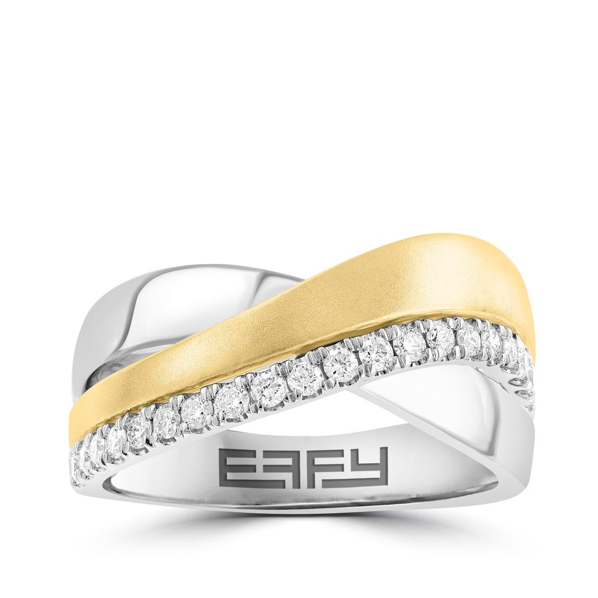 two tone gold 1/4 ct. diamond Effy crossover ring