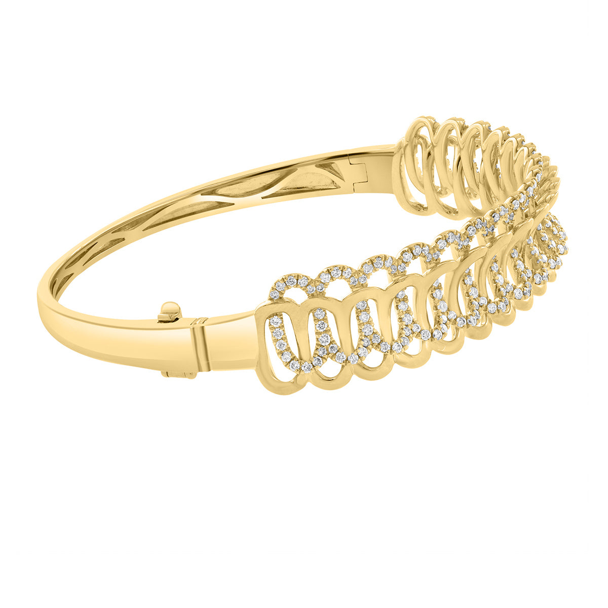 14K yellow gold 1-1/2 ct. diamond braided hinge Effy bangle bracelet