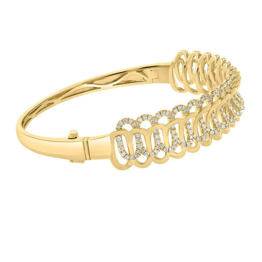 Effy 1-1/2 ct. tw. Diamond Braided Hinge Bangle Bracelet in 14K Yellow Gold